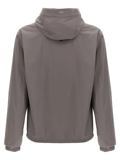 Herno Hooded Jacket Lightweight Fabric Elastic Cuffs In Gray