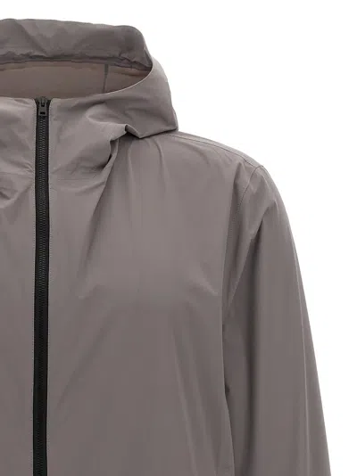Herno Hooded Jacket Lightweight Fabric Elastic Cuffs In Gray