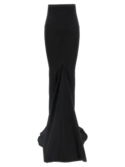 Rick Owens High-waisted Floor-length Skirt With Seam Detailing In Black