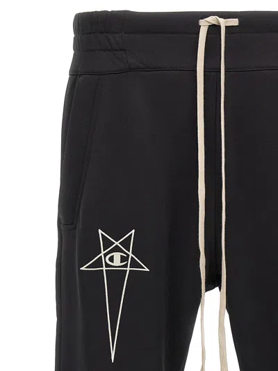 Rick Owens Black Champion Edition Prisoner Drawstring Sweatpants