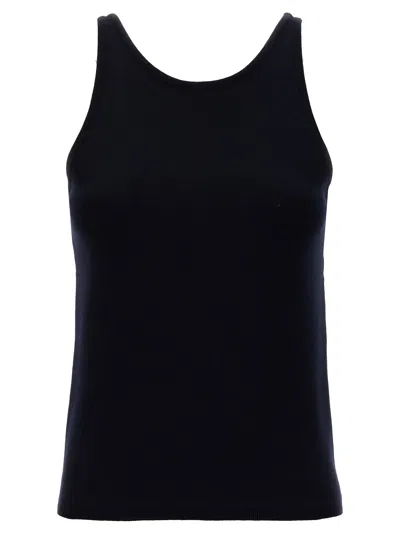 Max Mara Simple Round Neck Sleeveless Knit Top In Black
