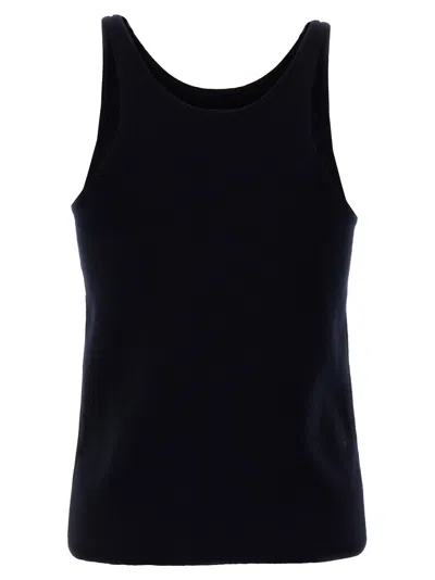 Max Mara Simple Round Neck Sleeveless Knit Top In Black