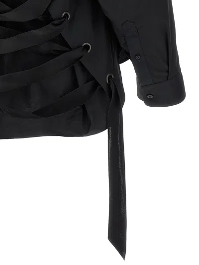Balenciaga Lace Up Shirt Regenerative Cotton Poplin In Black