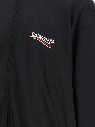 Balenciaga Black Sweatshirt With High Neck And Front And Rear Logo Print In Cotton Blend Man In Black