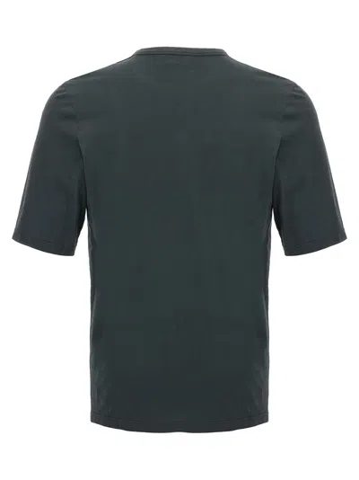 Saint Laurent Dark Grey T-shirt With Logo Lettering On The Front Tone-on-tone In Cotton Man In Animal Print