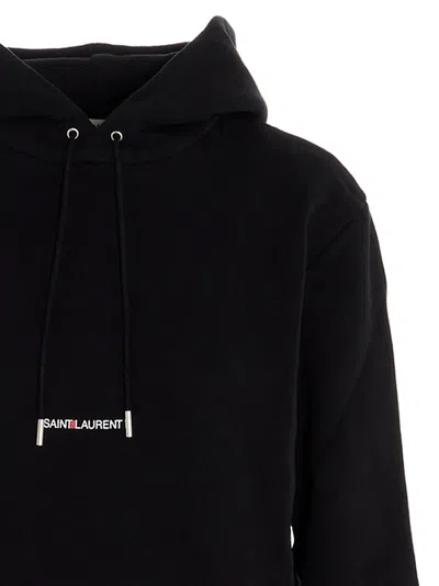 Saint Laurent Black Logo-print Cotton Hoodie