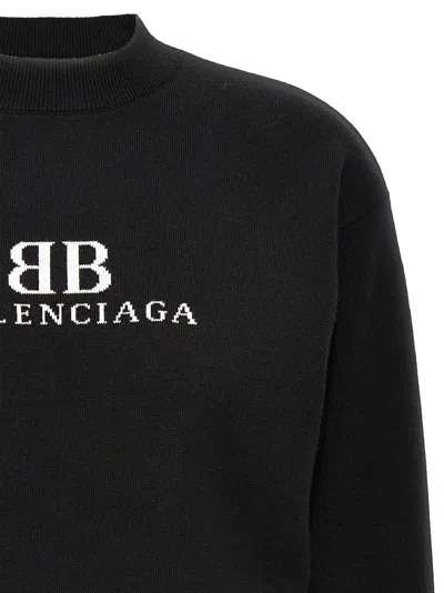 Balenciaga Logo Knitwear Sweater With Ribbed Accents
