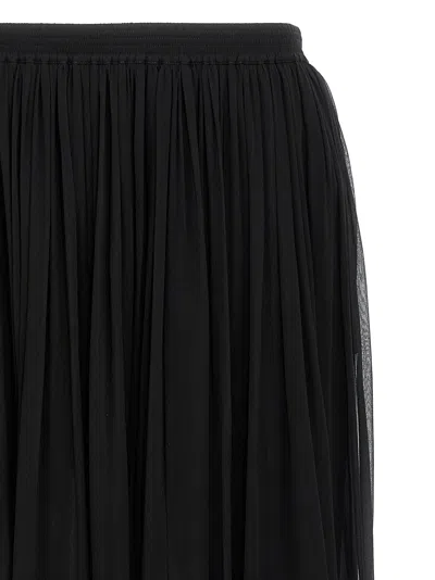Saint Laurent Flounced Skirt In Silk Crepe Muslin Clothing In Black