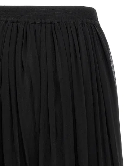 Saint Laurent Flounced Skirt In Silk Crepe Muslin Clothing In Black