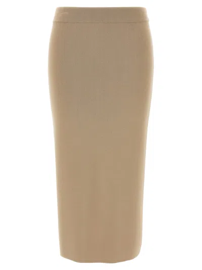 Max Mara Ribbed Texture Midi Length Elastic Waistband Skirt