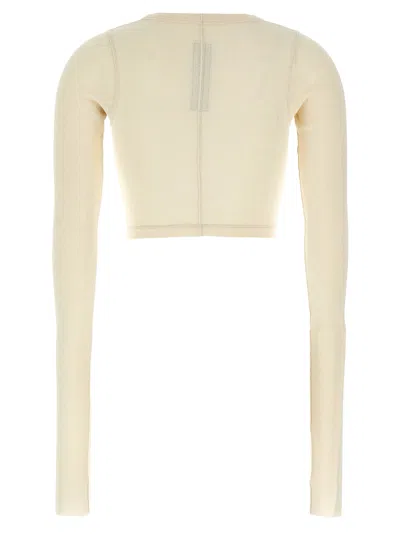 Rick Owens Ls Crop T T-shirt Beige In White