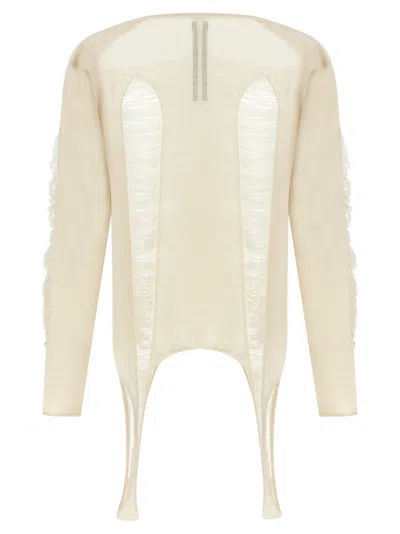 Rick Owens Torn Ivory Sweater In Wool In Neutral