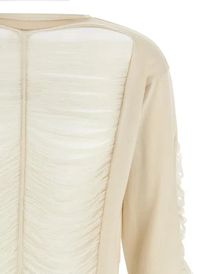 Rick Owens Torn Ivory Sweater In Wool In Neutral