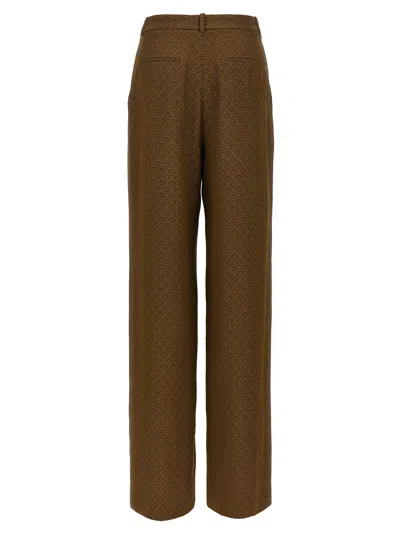Saint Laurent Twill Pants Featuring All-over Pattern In Brown