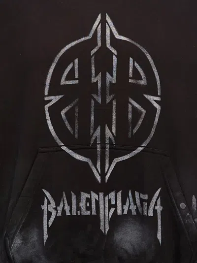 Balenciaga Metal Bb Stencil Sweatshirt White/black In Brown