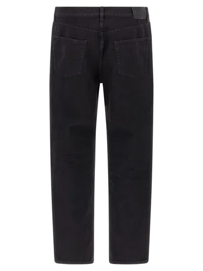 Saint Laurent Mick Black Jeans With Logo Patch On The Rear In Denim Man