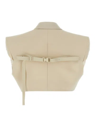 Rick Owens Sleeveless Strap Vest With Notched Lapel In Neutral