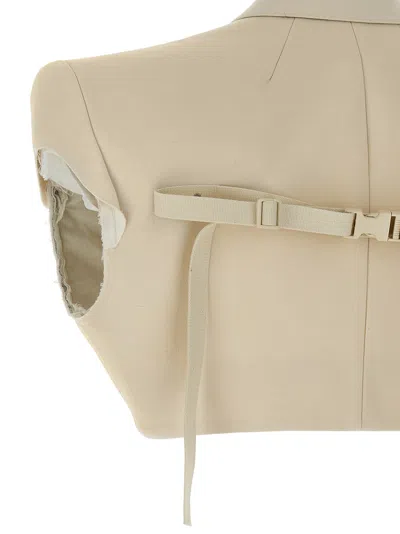 Rick Owens Sleeveless Strap Vest With Notched Lapel In Neutral