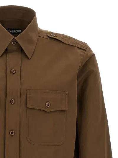 Tom Ford Military Shirt And Blouse Green In Brown