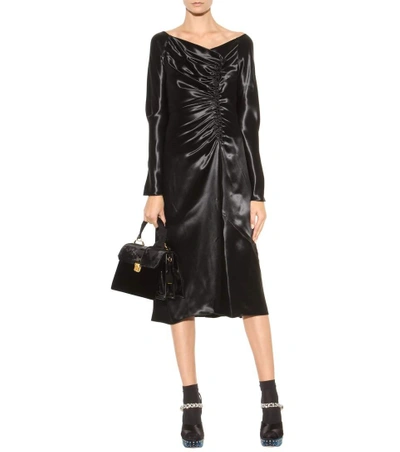 Shop Marc Jacobs Ruched Satin Dress In Black