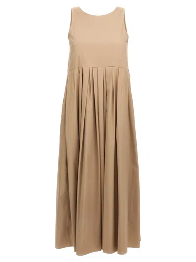 Max Mara Round Neck Sleeveless Dress In Blue