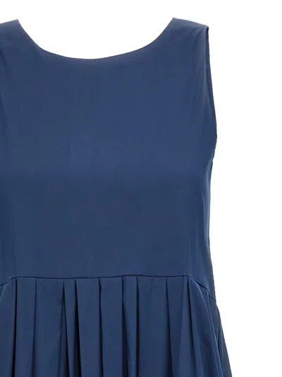 Max Mara Blue Cotton Poplin Moira Ss Long Dress In Blue