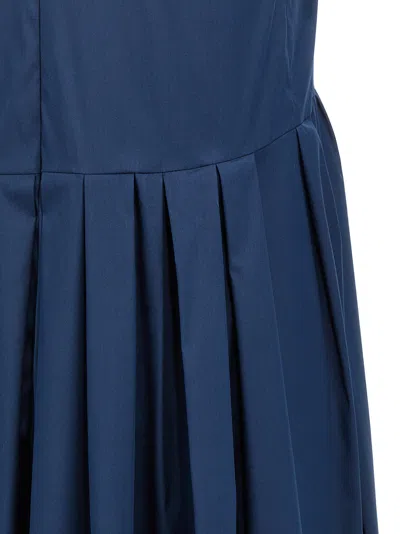 Max Mara Blue Cotton Poplin Moira Ss Long Dress In Blue