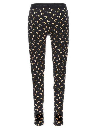 Marine Serre Crescent Moon-print Leggings In Black