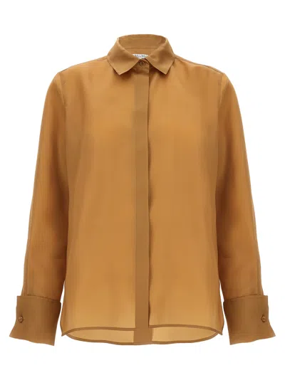 Max Mara 'nola' Sheer Fabric Shirt With Long Sleeves In Neutral