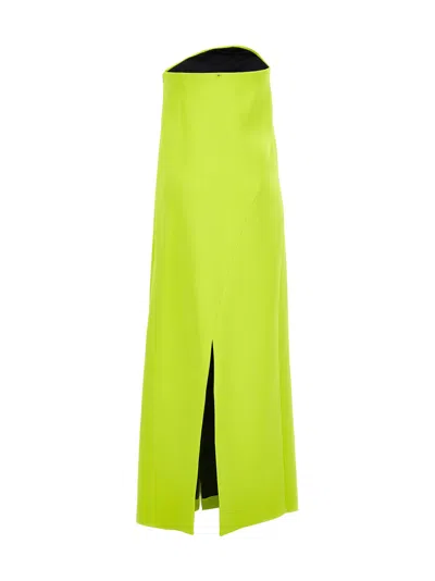 Sportmax Strapless Maxi Dress With Asymmetric Neckline And Front Slit