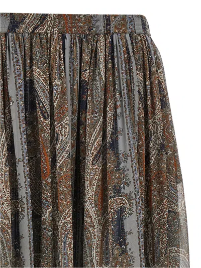 Saint Laurent Lightweight Tiered Paisley Skirt