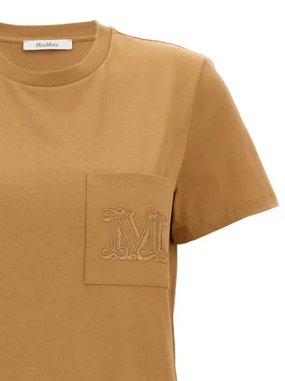 Max Mara Papaia Cotton T-shirt Embroidered Detail In Brown
