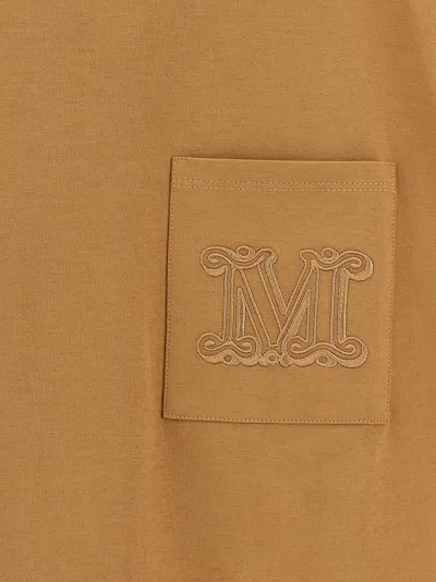Max Mara Papaia Cotton T-shirt Embroidered Detail In Brown