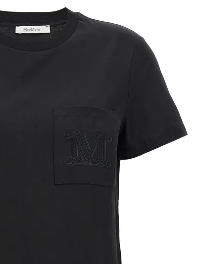 Max Mara Papaia Logo Cotton T-shirt In Black