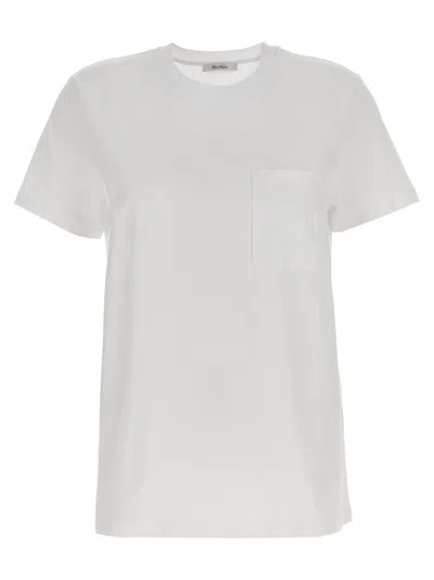 Max Mara Women 'papaia' White Crewneck T-shirt With Tonal Logo Embroidery On The Front In Cotton Wom