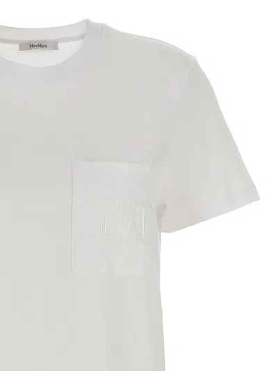 Max Mara Women 'papaia' White Crewneck T-shirt With Tonal Logo Embroidery On The Front In Cotton Wom