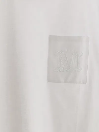 Max Mara Women 'papaia' White Crewneck T-shirt With Tonal Logo Embroidery On The Front In Cotton Wom