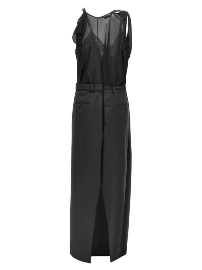 Balenciaga Patched Long Slip Dress With Asymmetric Straps