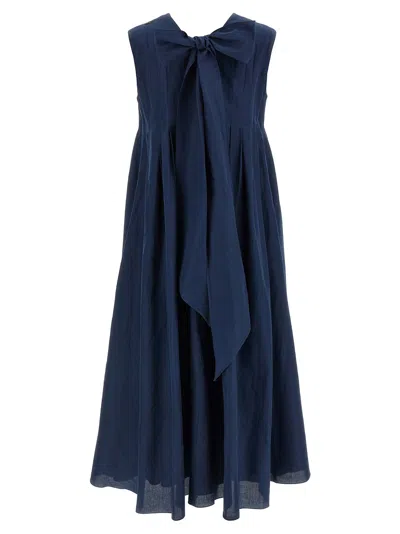 Max Mara Pleated Cotton And Ramie Dress