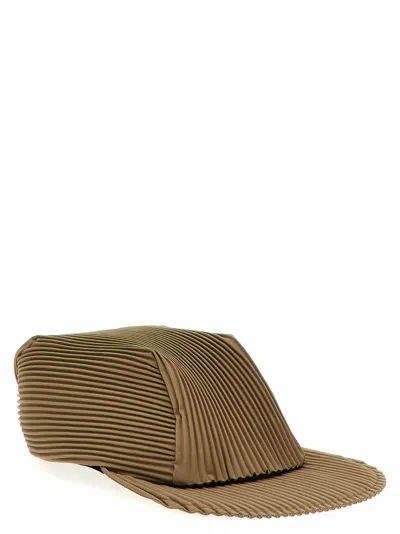 Issey Miyake Pleated Baseball Cap Hats Beige In Brown