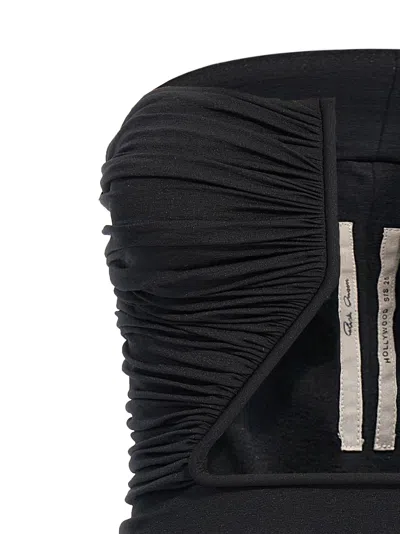 Rick Owens Off-the-shoulder Black Prong Bustier Top With Draping In Black