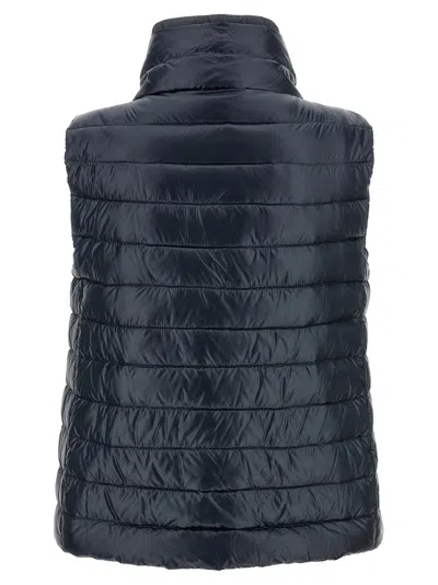 Herno Blue Vest With High Neck And Buttons With Logo In Blue
