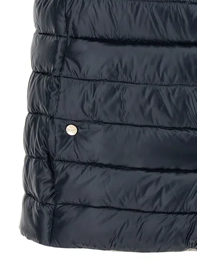 Herno Blue Vest With High Neck And Buttons With Logo In Blue