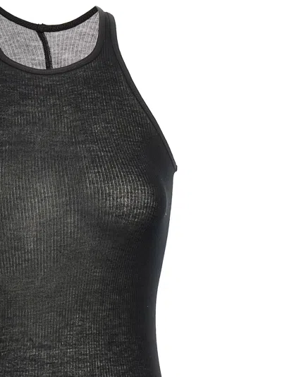 Rick Owens Black Semi-transparent Sheath Dress In Viscose And Silk Blend Woman In Black