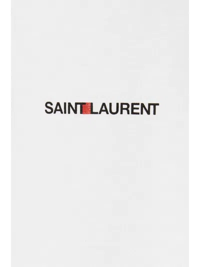 Saint Laurent Logo-print Cotton T-shirt In White