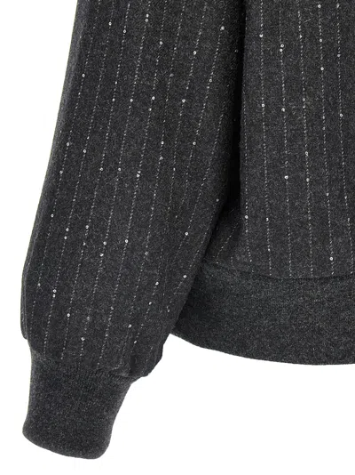 Herno Sequin Half-zip Sweatshirt In Black