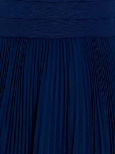 Max Mara Navy Blue Shoesino Pleated Dress In Blue