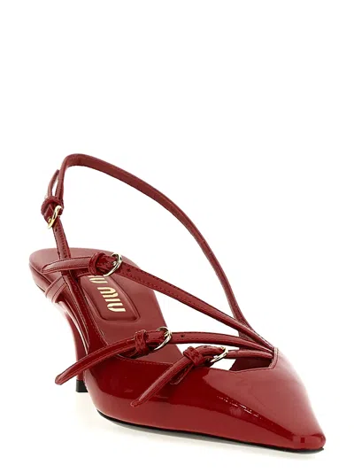 Miu Miu Slingback Straps Pumps Red In Multi
