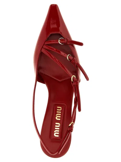 Miu Miu Slingback Straps Pumps Red In Multi
