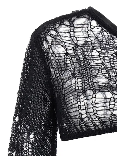Rick Owens Ziggy One-sleeve Cropped Open-knit Top